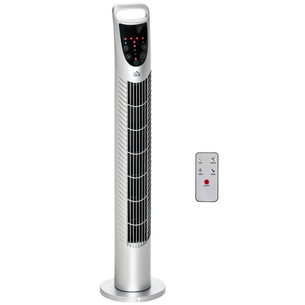 Homcom 30 Oscillating LED Tower Fan – Silver”