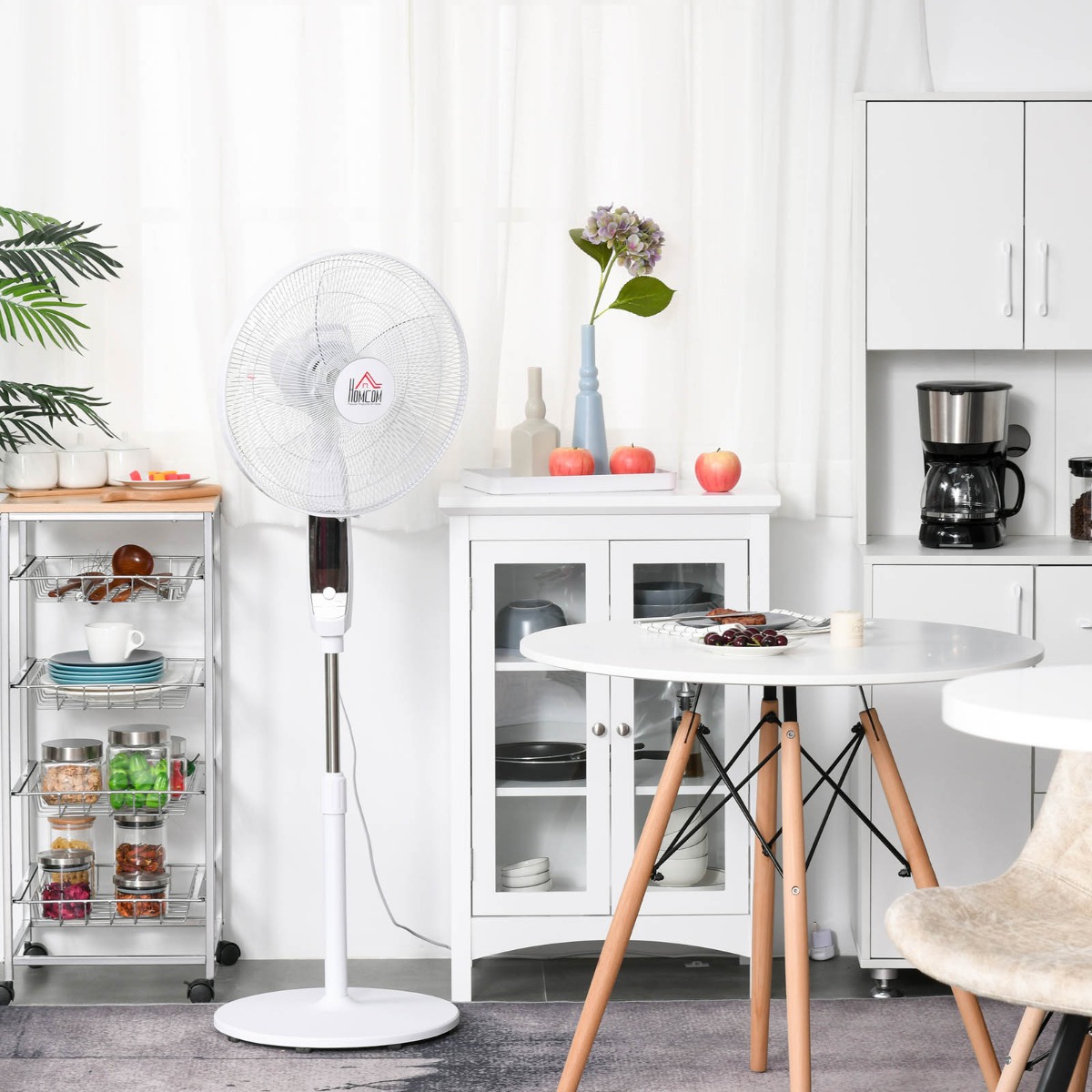 Homcom 54 LED Pedestal Fan – White”