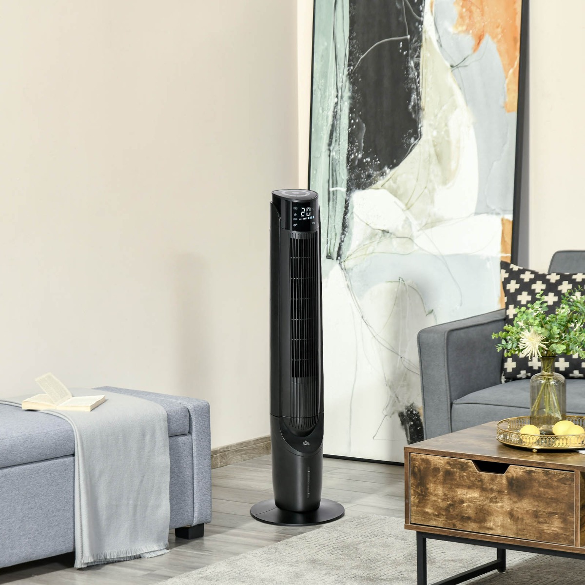 Homcom 42 4-in-1 Ice Cooling Tower Fan + Water Conditioner – Black”