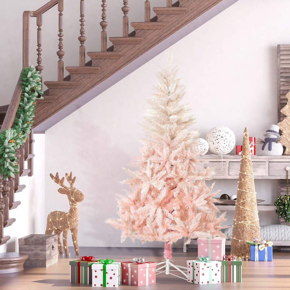 OHS Artificial Christmas Tree, Pink Ombre – 6ft