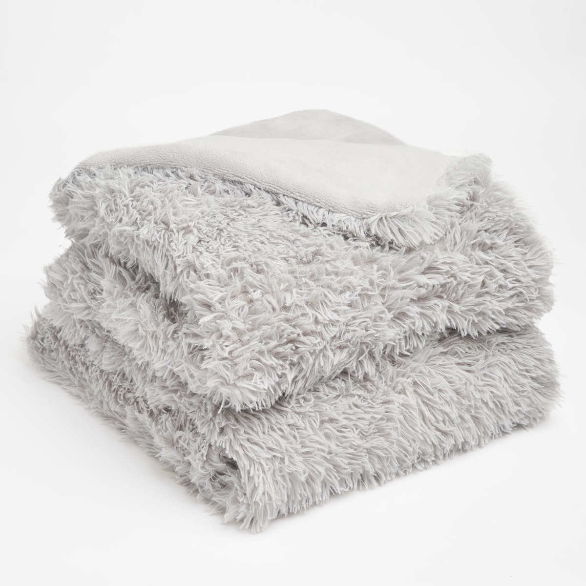 OHS Fluffy Fleece Throw, Silver – 150 x 200cm
