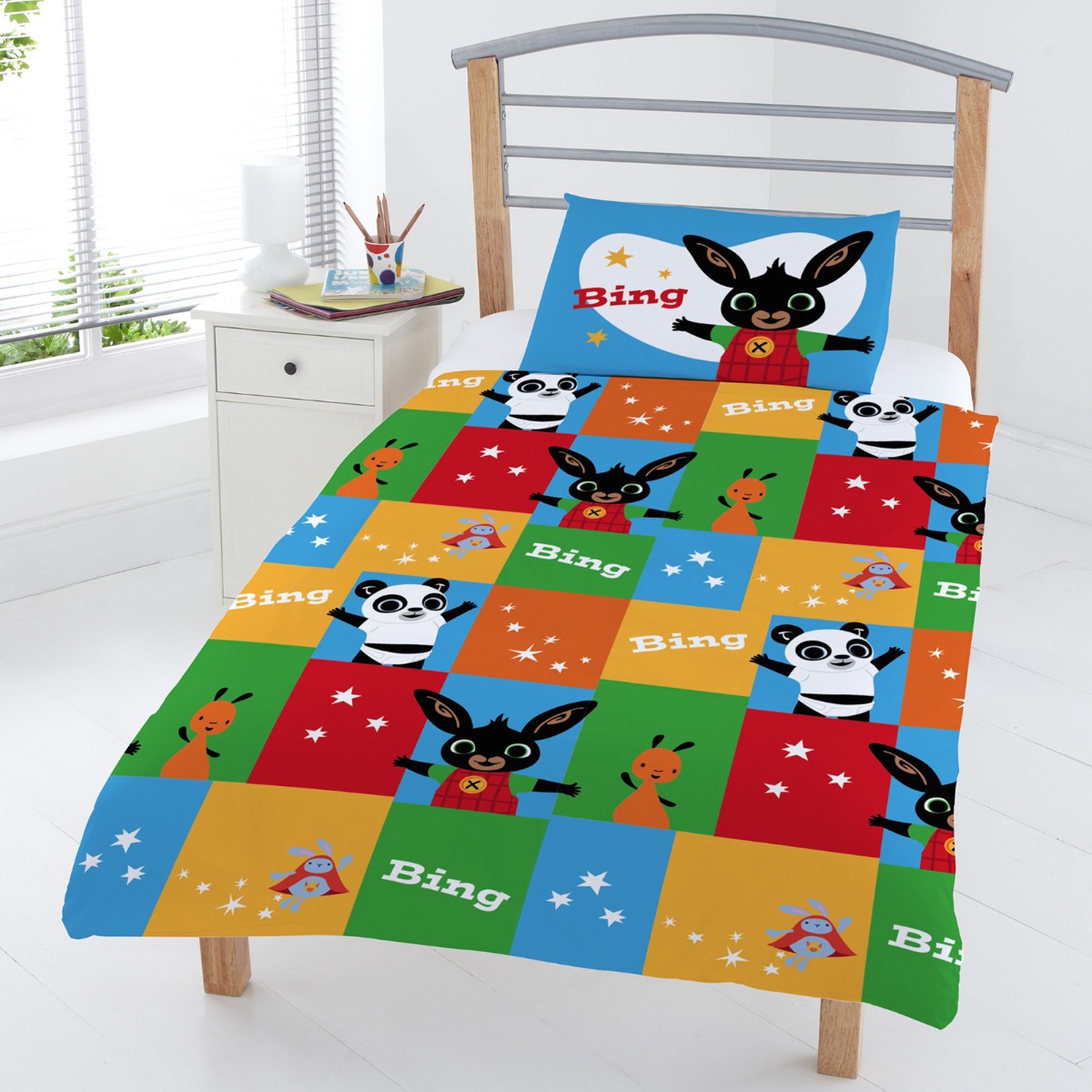 Bing Bunny And Friends Patchwork Reversible Duvet Cover Set, Multi – Junior