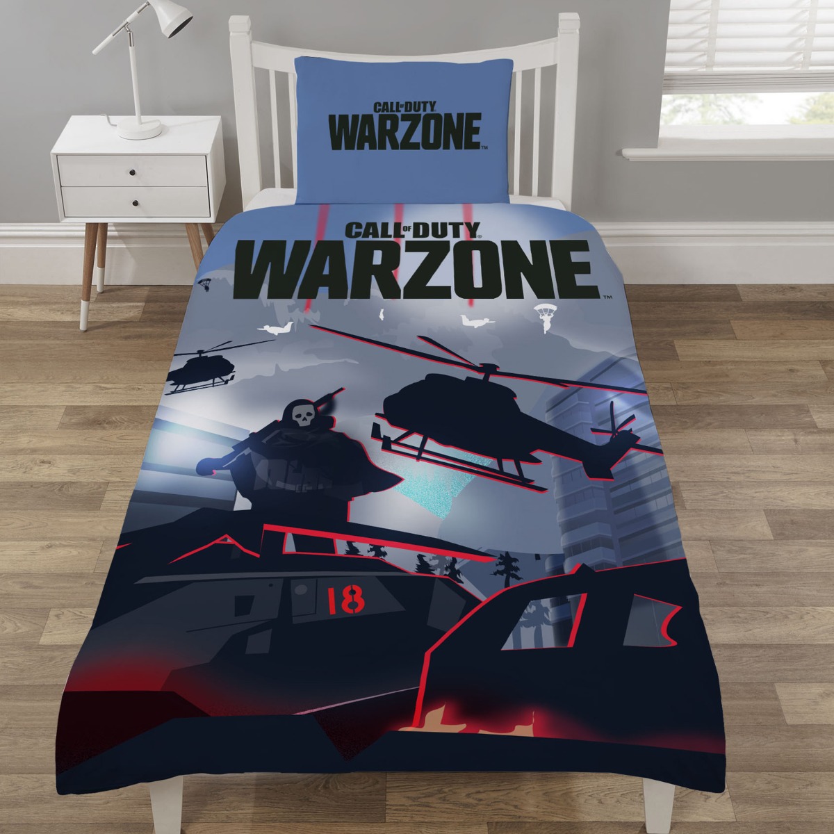 Kids Call of Duty Warzone Reversible Duvet Cover Set, Blue – Single