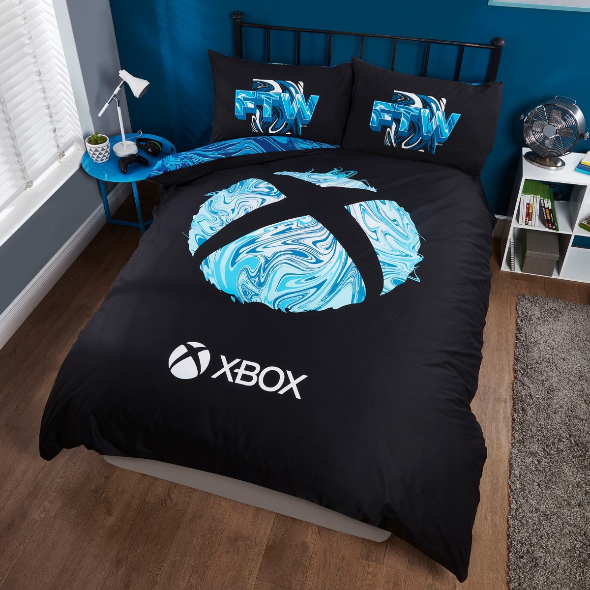 Xbox Marble Print Reversible Duvet Set, Blue – King