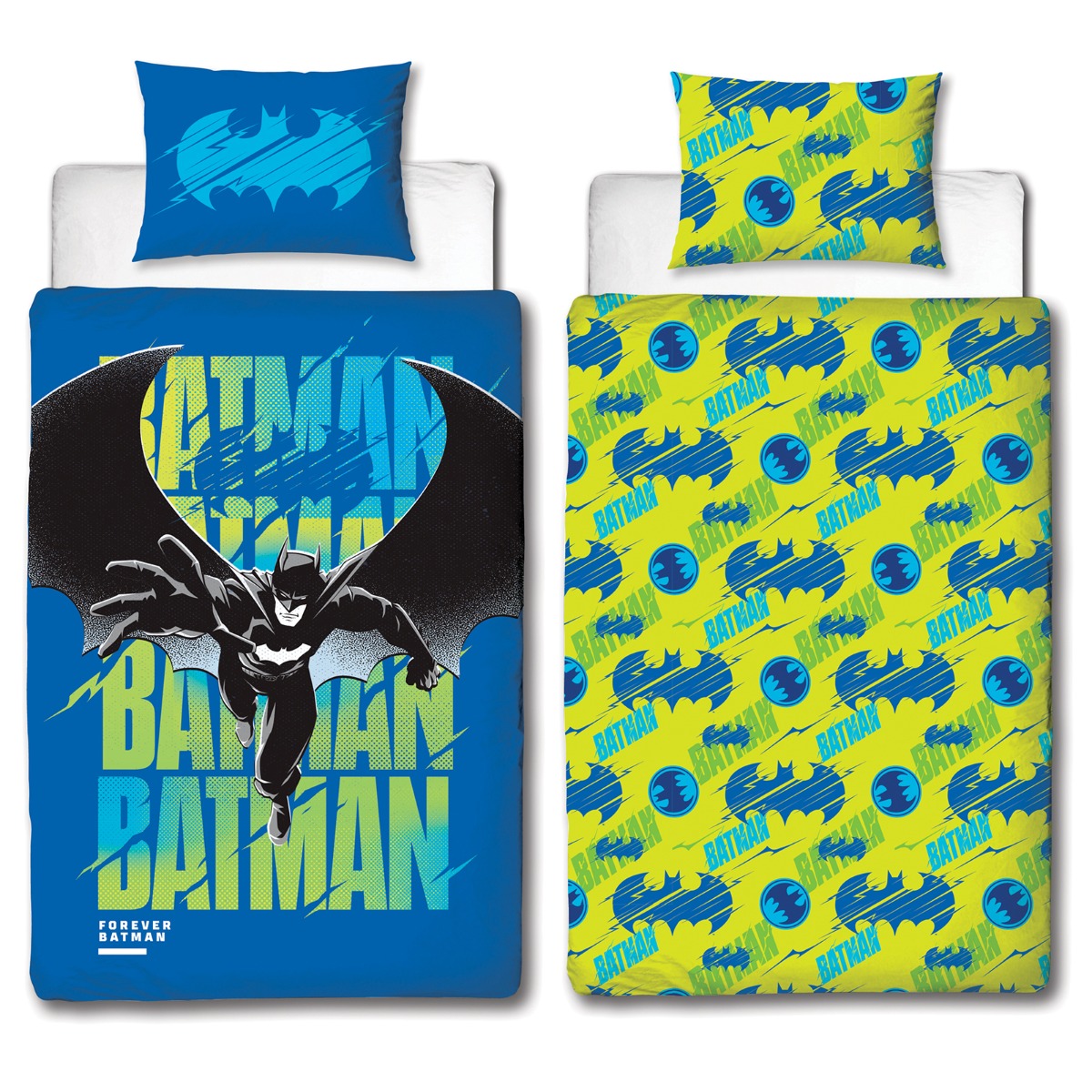DC Batman Adventure Reversible Duvet Cover Set â Blue/Yellow, Single