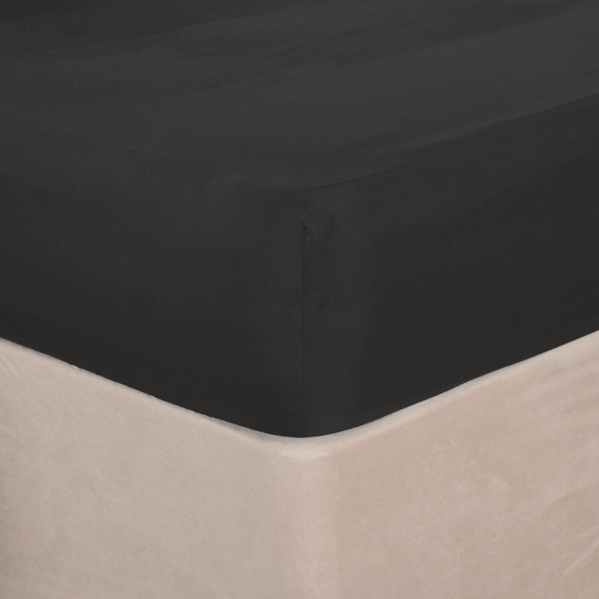 OHS Plain Cotton Deep Fitted Sheet, Black – Single