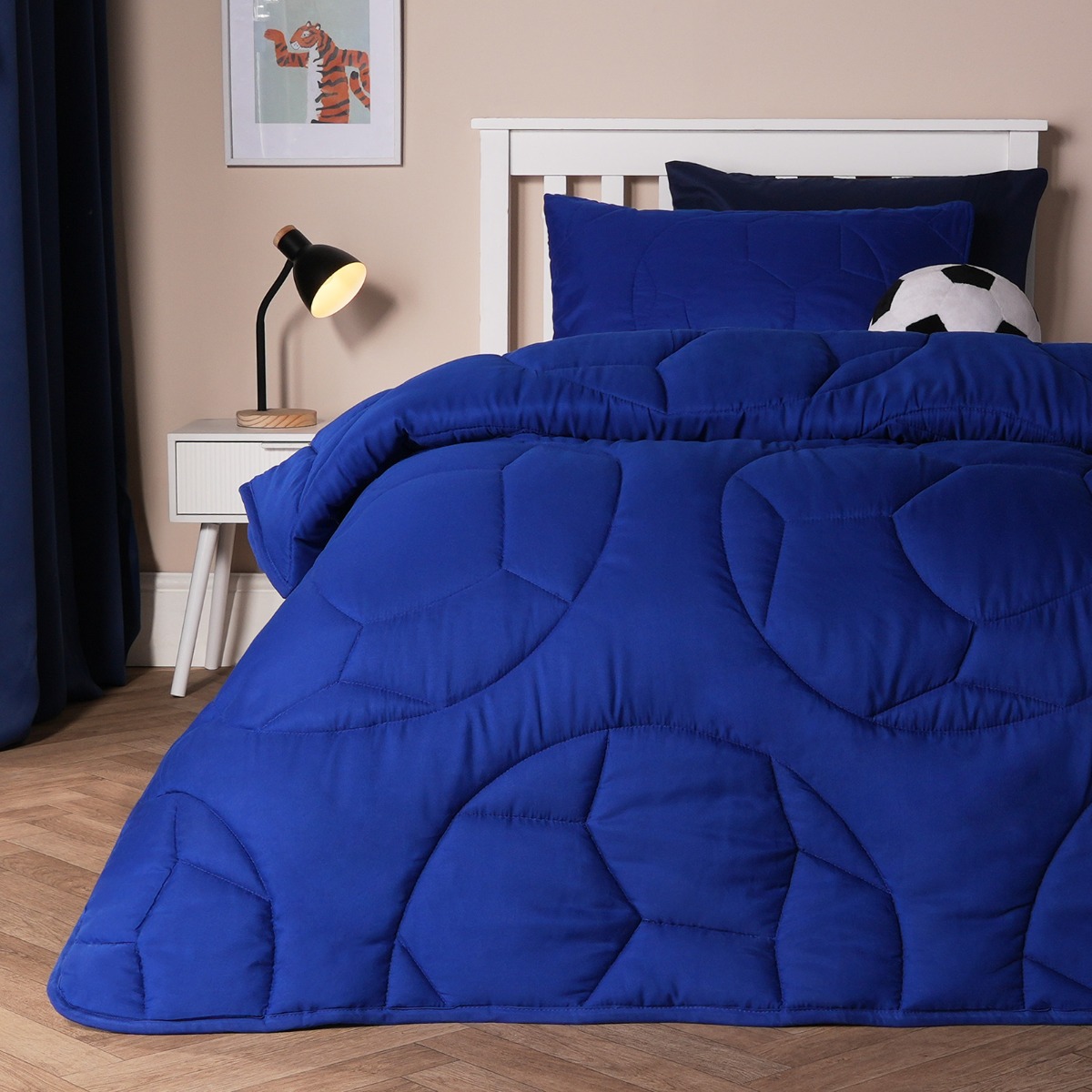 OHS Football Quilted Coverless 7.5 Tog Duvet Set, Blue – Single