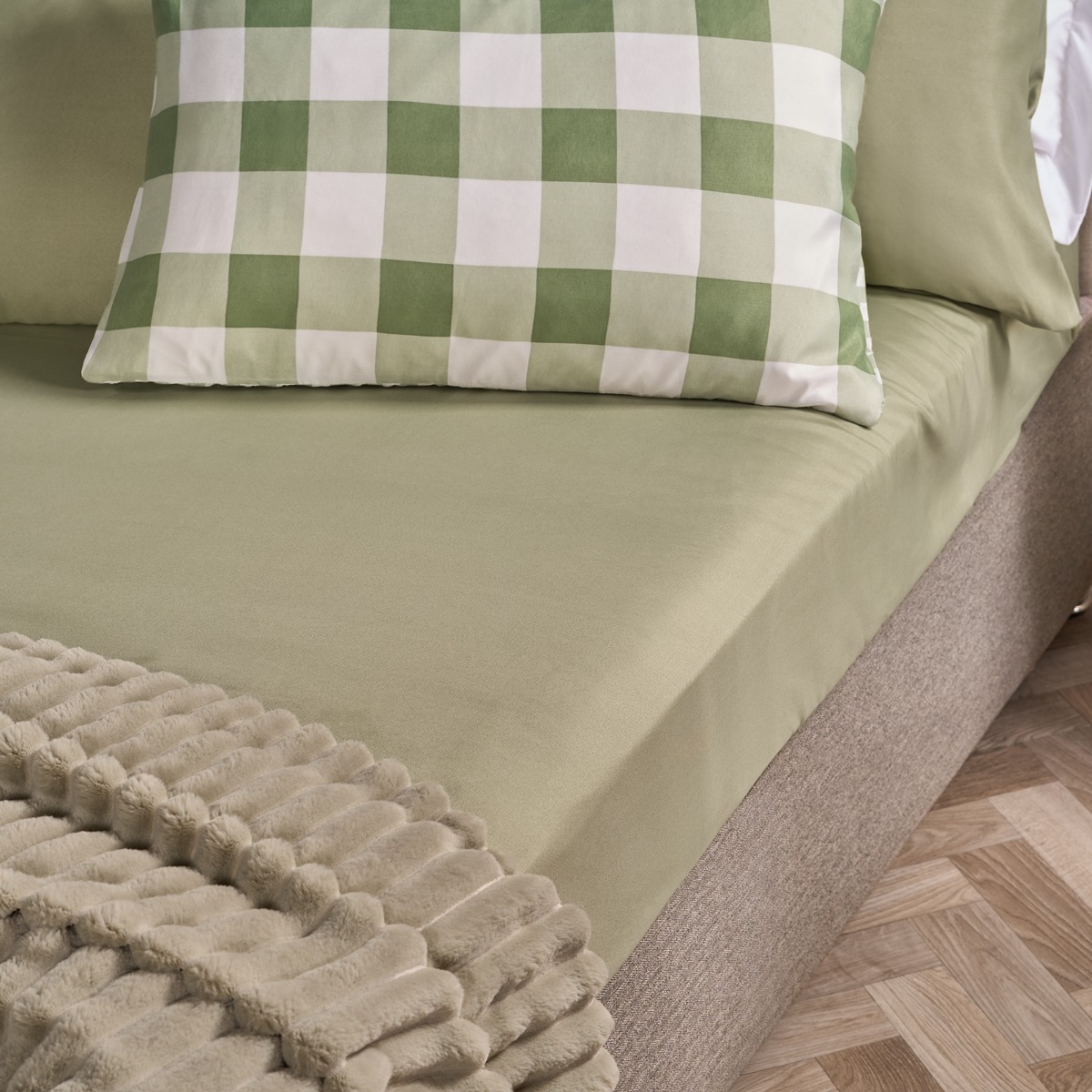OHS Plain Dyed Fitted Sheet, Sage – Double