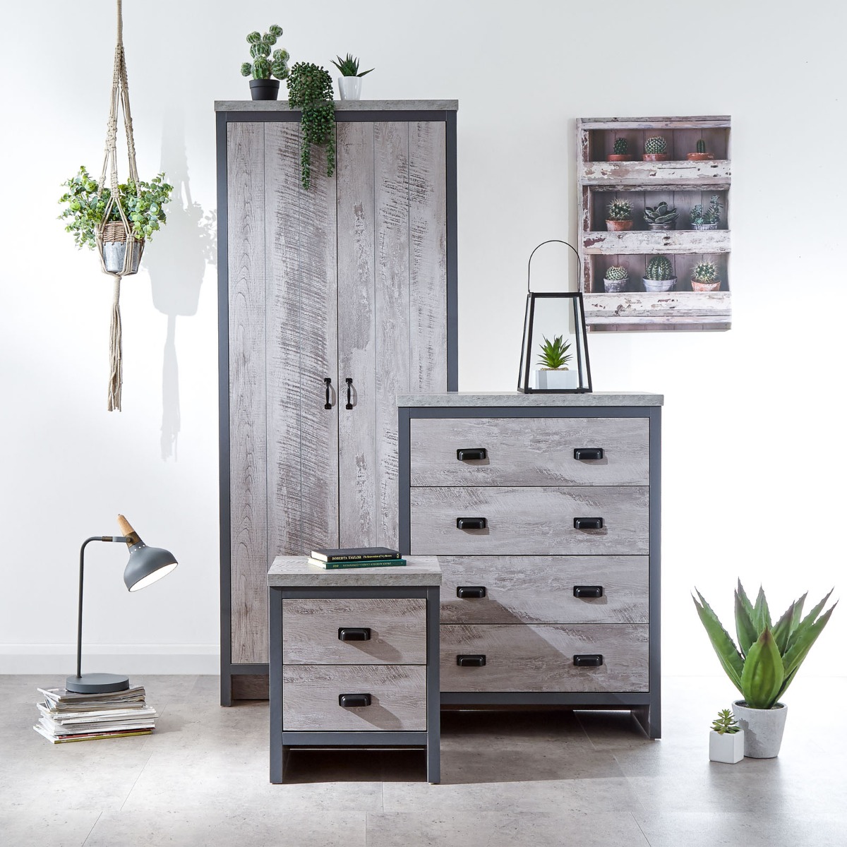 Boston 3 Piece Bedroom Furniture Set – Grey