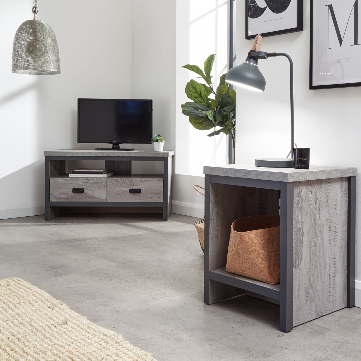 Boston Simple Lamp Table – Grey