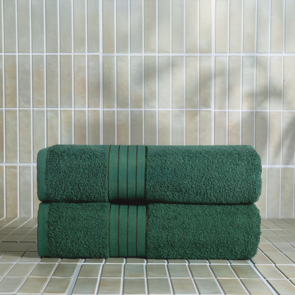 OHS 100% Cotton 2 Jumbo Bath Sheets – Forest Green
