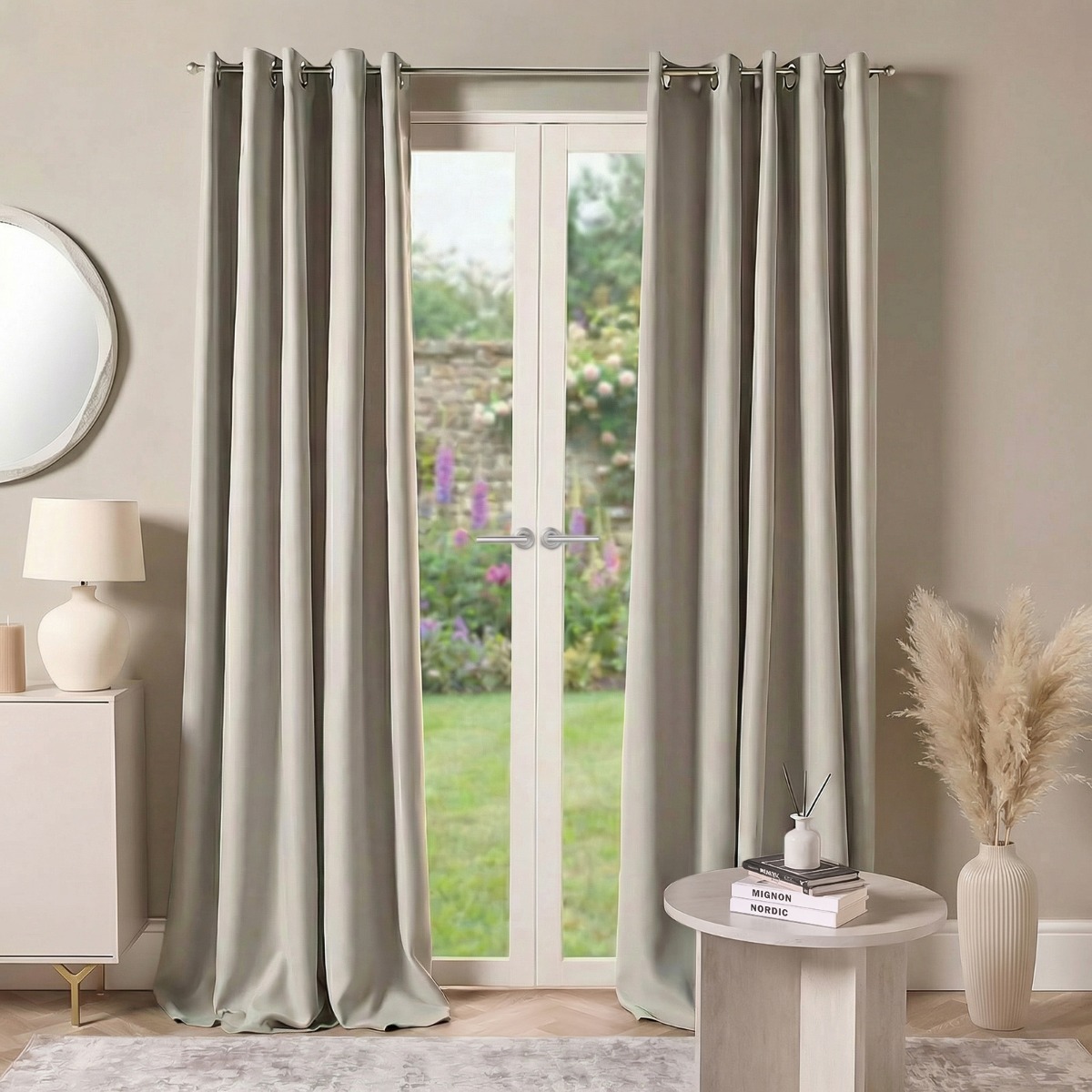 OHS Eyelet Blackout Curtains – Silver, 66 X 90″”