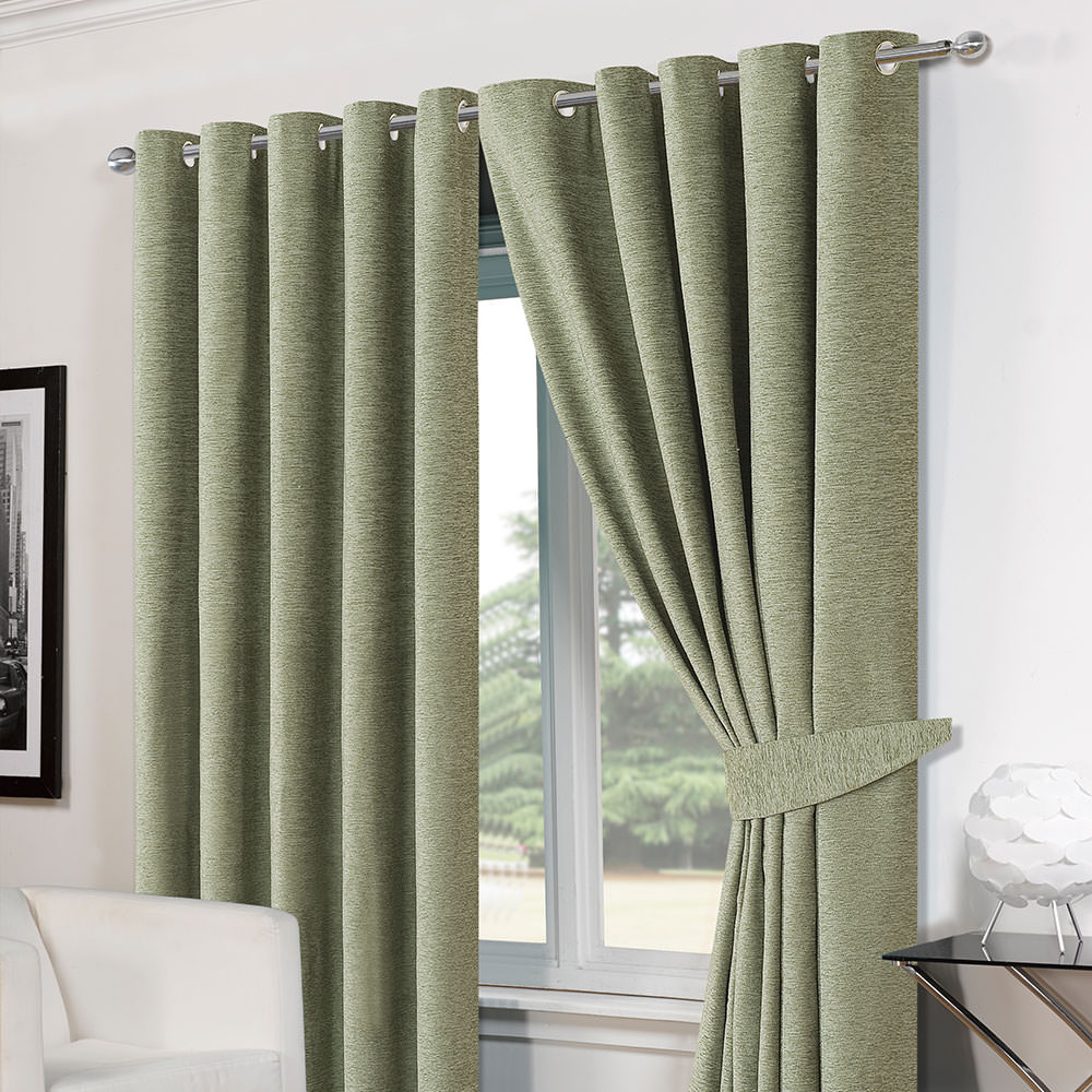 Chenille Eyelet Blackout Curtains 66×54″ – Soft Green”
