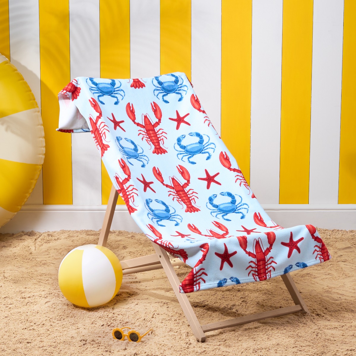 OHS Lobster Print Beach Towel – Blue
