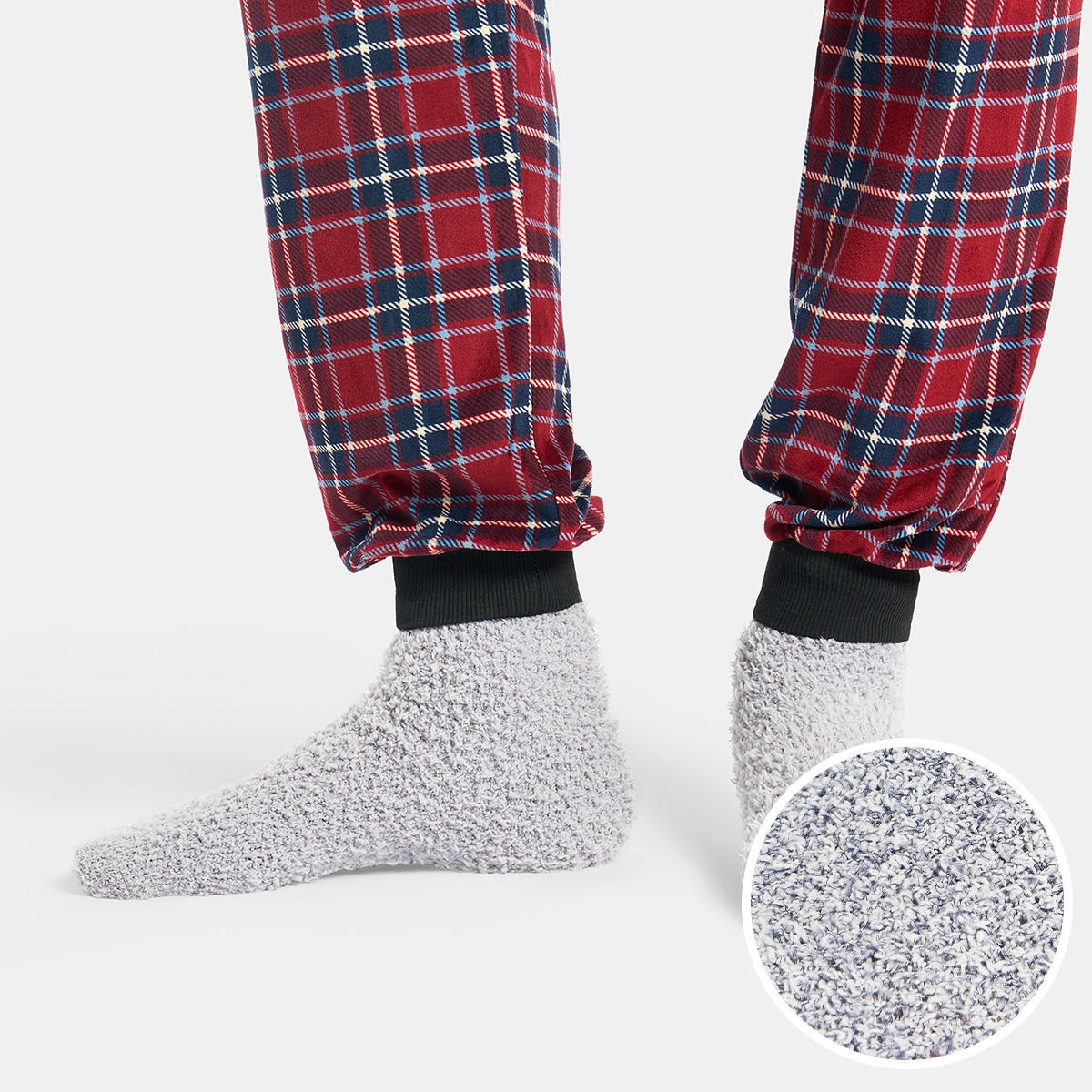 OHS Fluffy Fleece Socks, Navy/Silver – 3 Pack