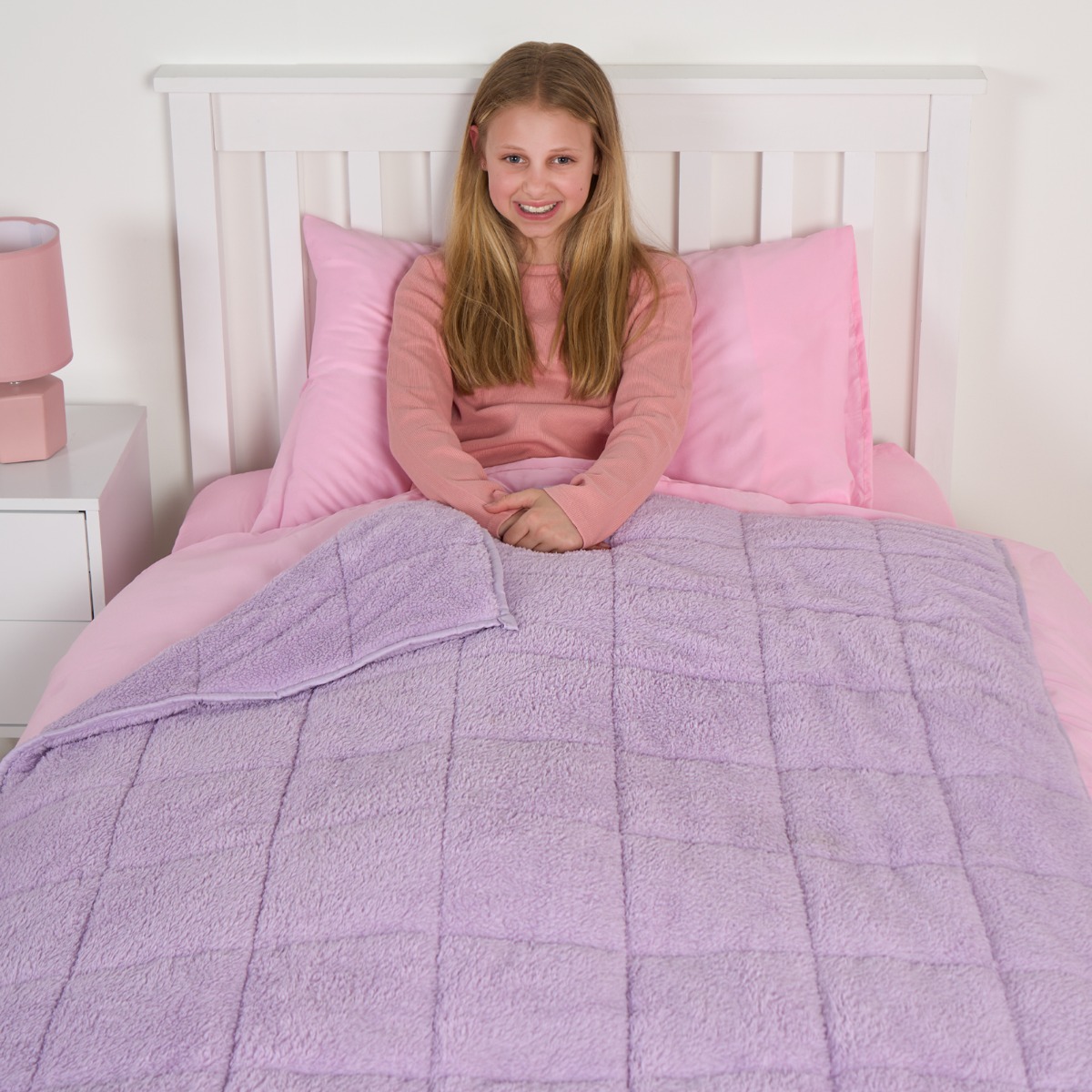 OHS Kids Teddy Fleece Weighted Blanket, Lilac – 3kg