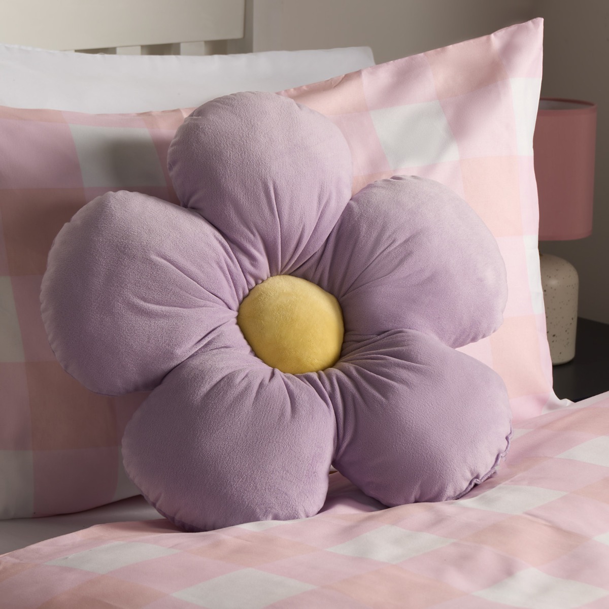 OHS Flower Shaped Scatter Cushion – Purple/Yellow