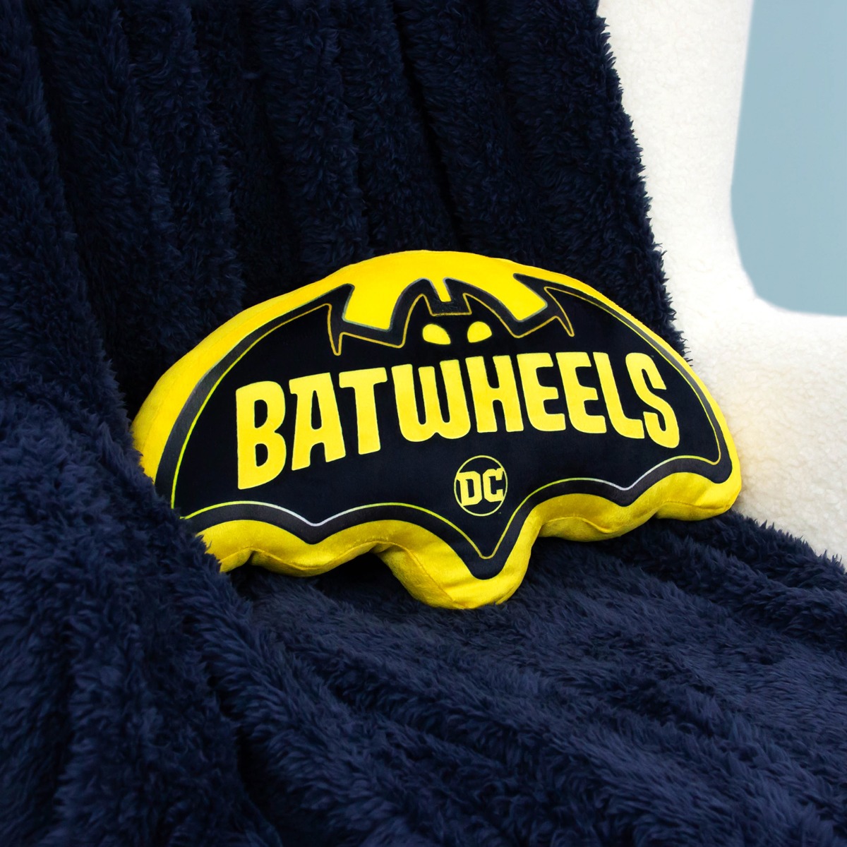 DC Batwheels Logo Shaped Filled Cushion – Black/Yellow