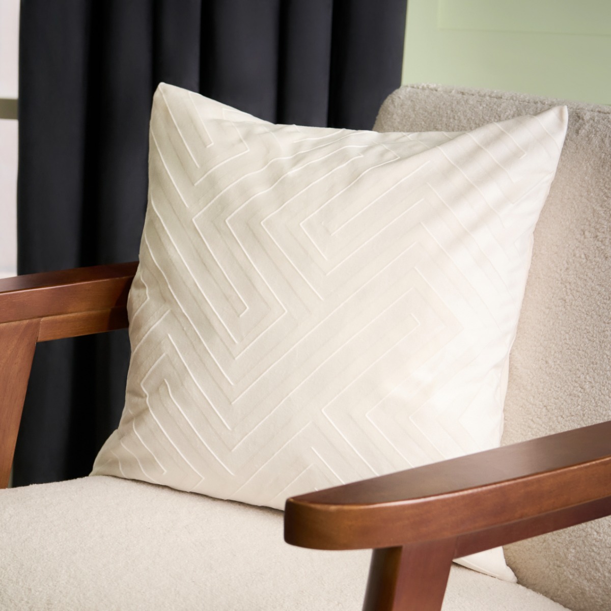 OHS Matte Velvet Cut Out Cushion Covers, Cream – 45 x 45cm