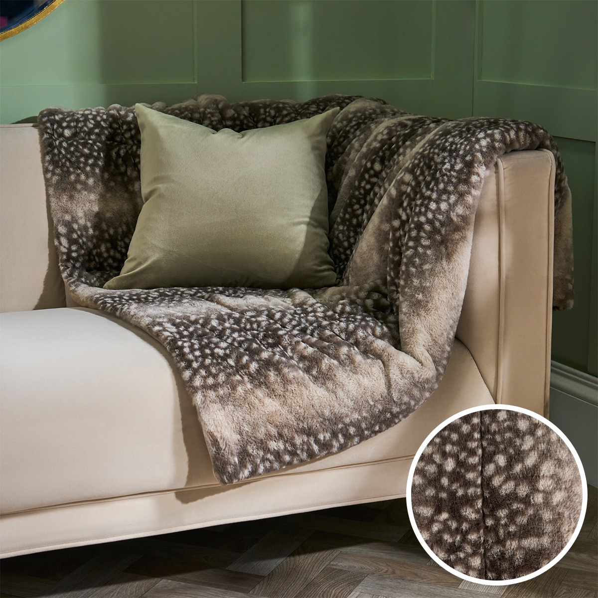 OHS Stripe Fawn Faux Fur Throw – Mink/White