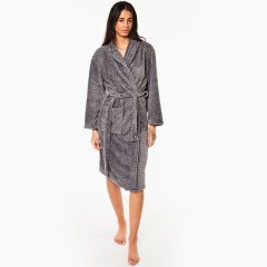 Brentfords Waffle Fleece Dressing Gown, One Size - Silver