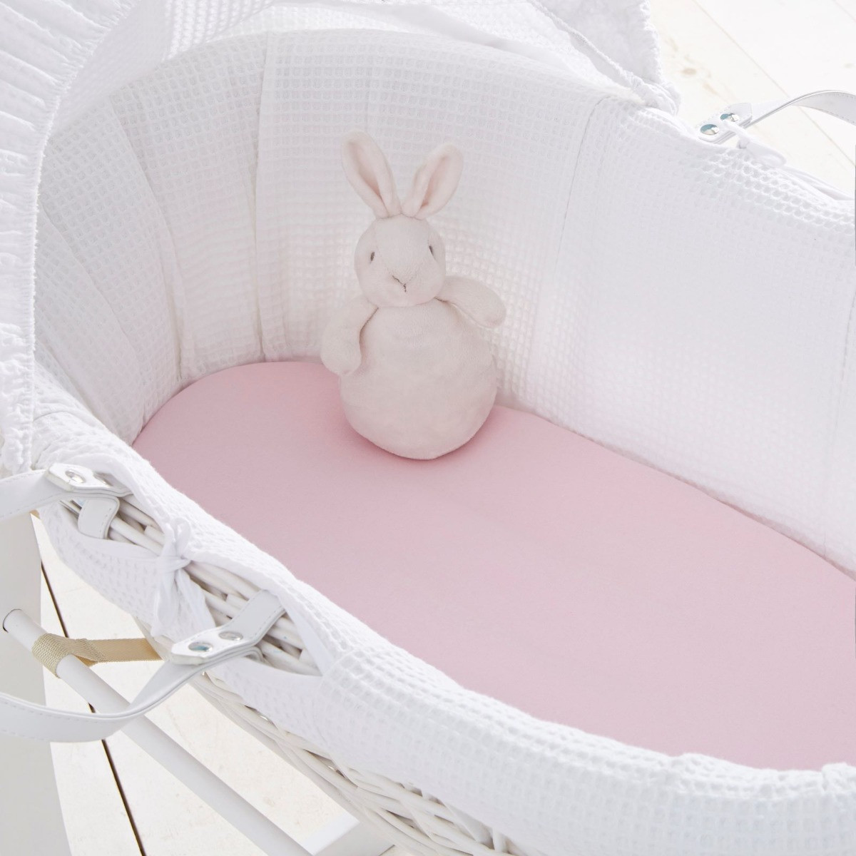 Silentnight Safe Nights 2 Pack Fitted Sheet, Moses Basket - Pink>