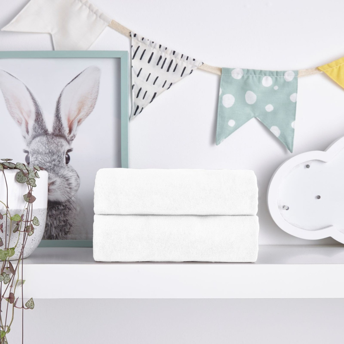 Silentnight Safe Nights 2 Pack Fitted Sheet, Moses Basket - White>