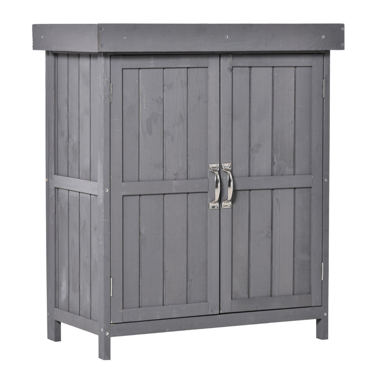 Outsunny Wooden Garden Storage Shed Cabinet - Grey>