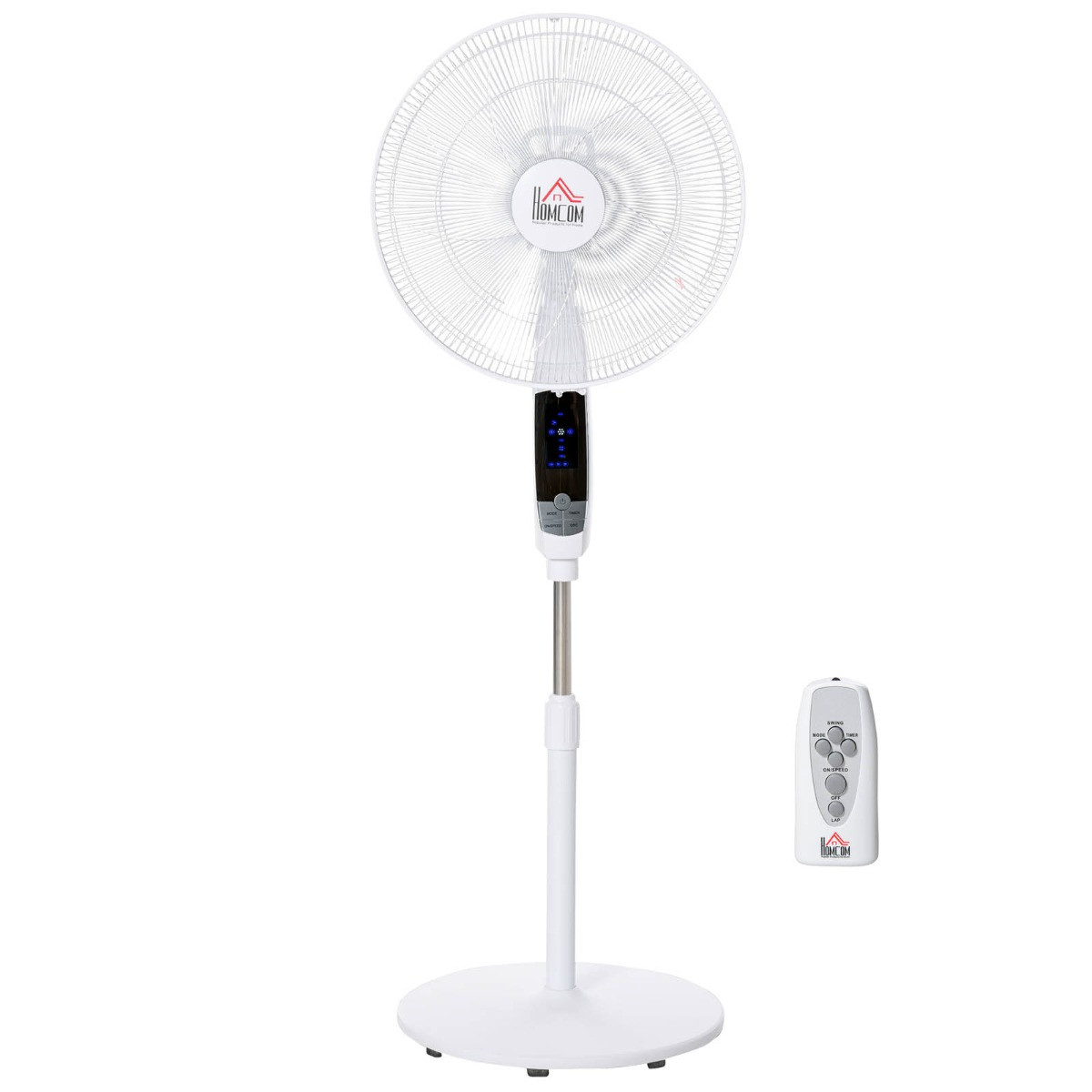Homcom 54" LED Pedestal Fan - White>