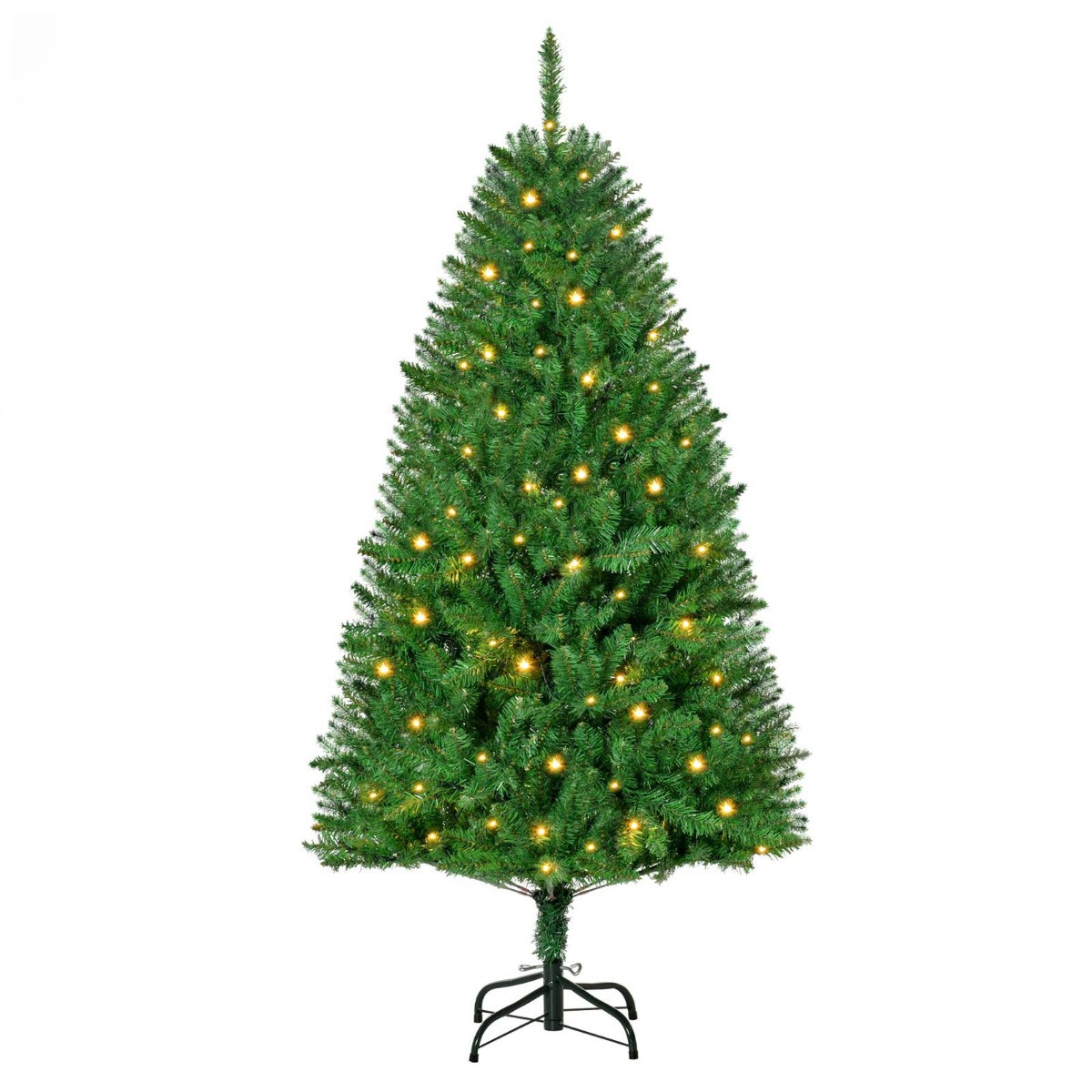 OHS Pre-Lit Artificial Christmas Tree With Warm White LED Lights, Green - 5ft>