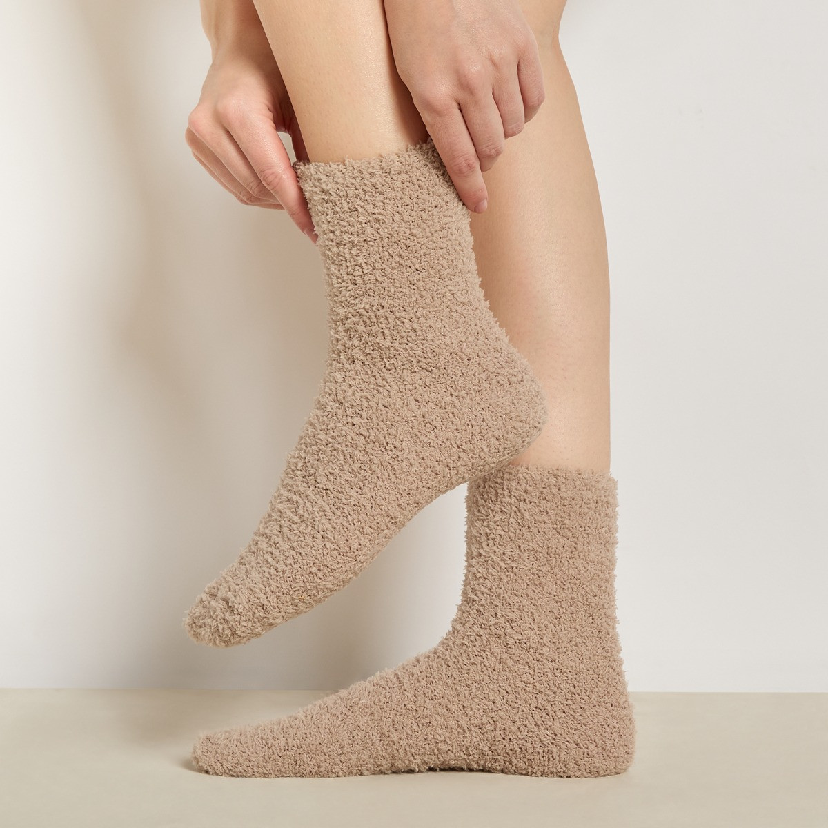 OHS 3 Pack Fluffy Fleece Socks - Burgundy Chocolate Natural>