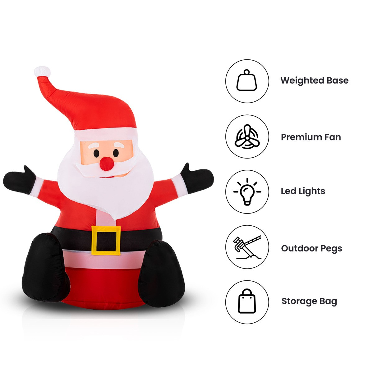 OHS Indoor/Outdoor Self-Inflating Santa Light-Up Porch Decoration - Red>