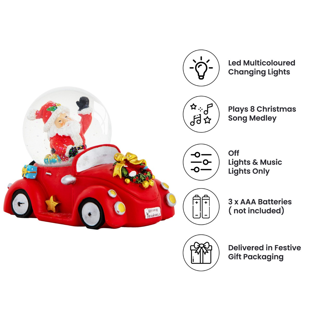 OHS Driving Santa Light Up Musical Snow Globe - Multi>