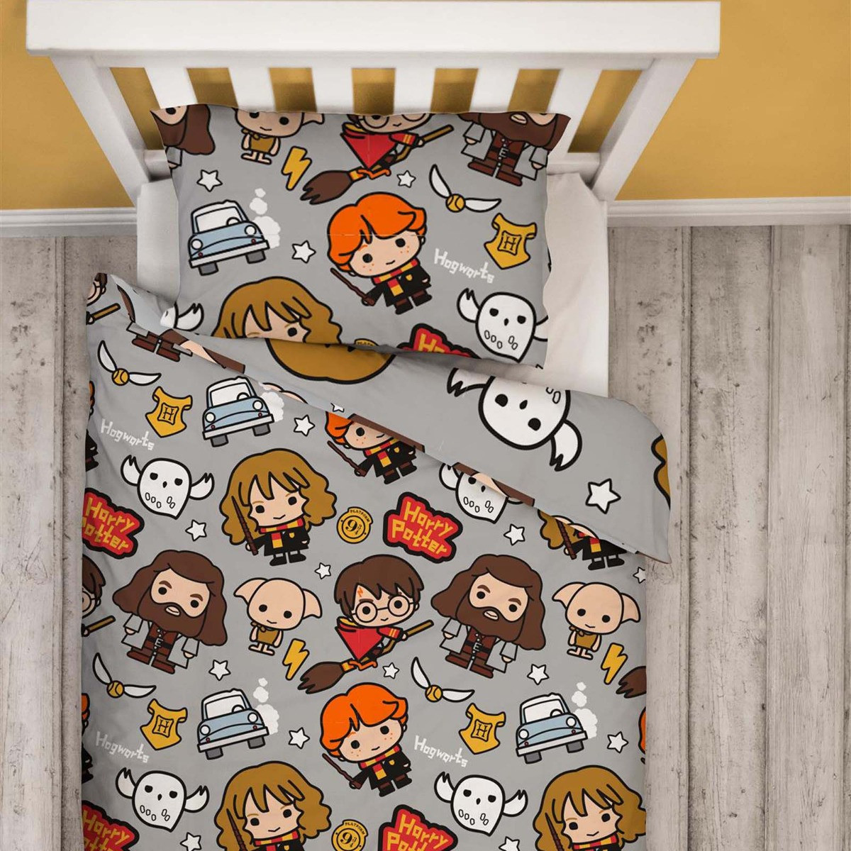 Harry Potter Reversible Duvet Set, Grey - Single>