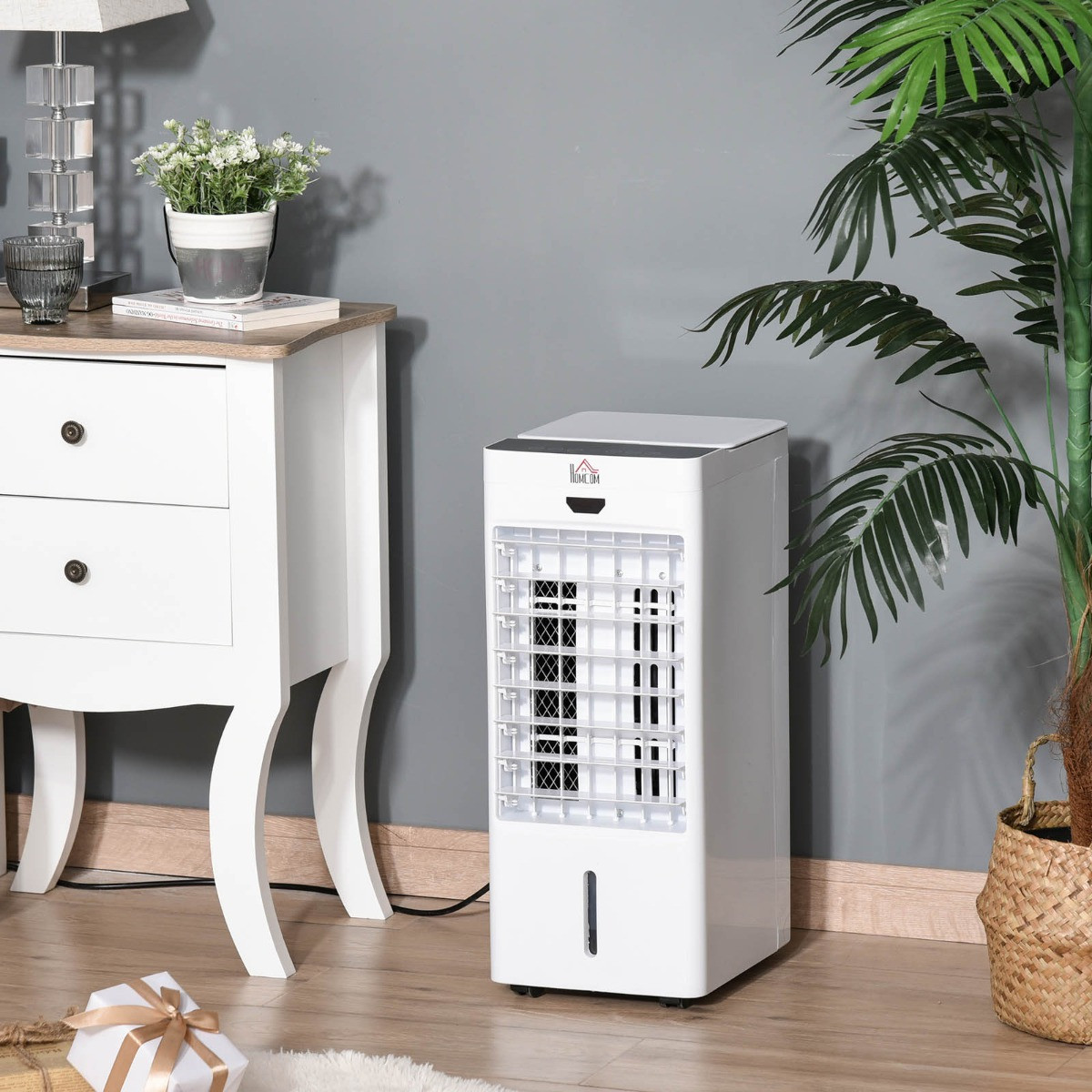 Homcom Portable Evaporative Humidifier Air Cooler - White>