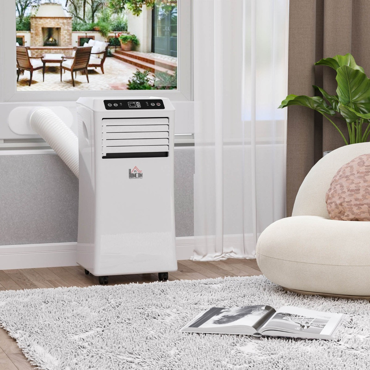 Homcom Portable Air Conditioner With Remote Control, White - 10,000 BTU>
