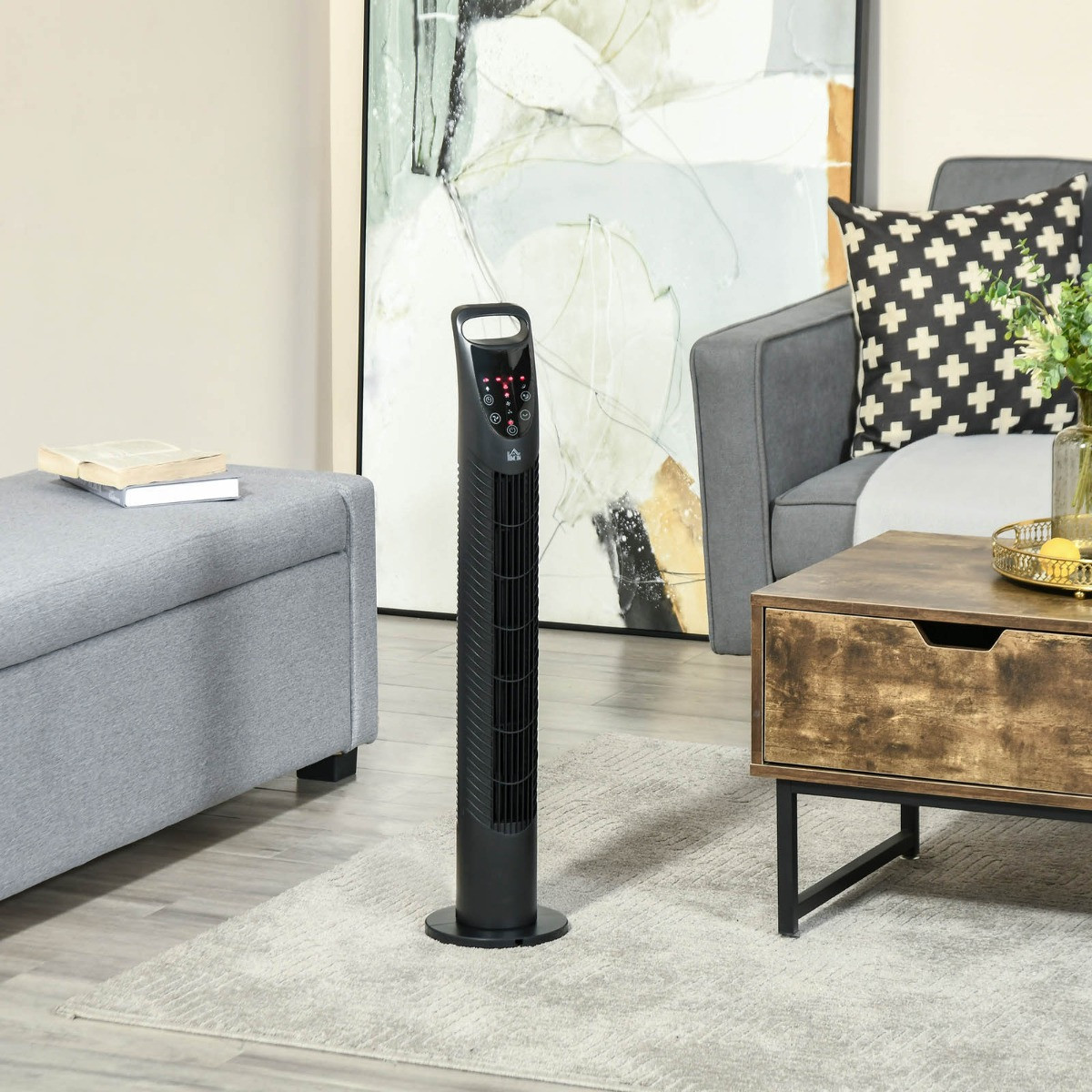 Homcom 31" Oscillating Tower Fan - Black>