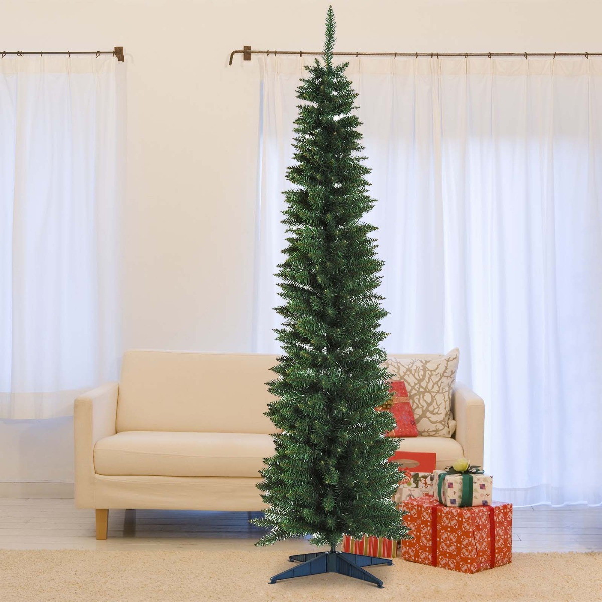 OHS Artificial Slim Christmas Tree, Green - 6ft>