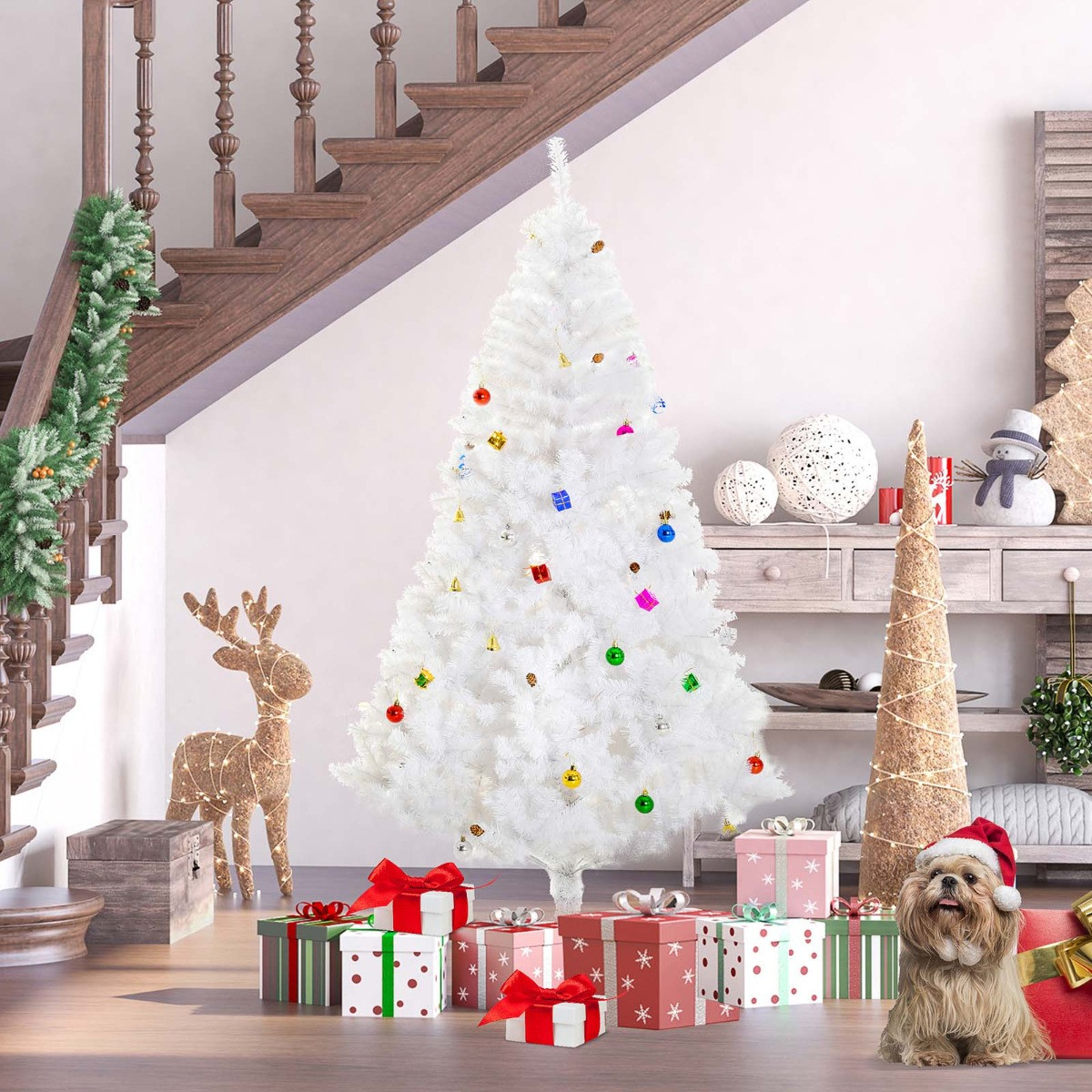 OHS Artificial Christmas Tree, White - 6ft>