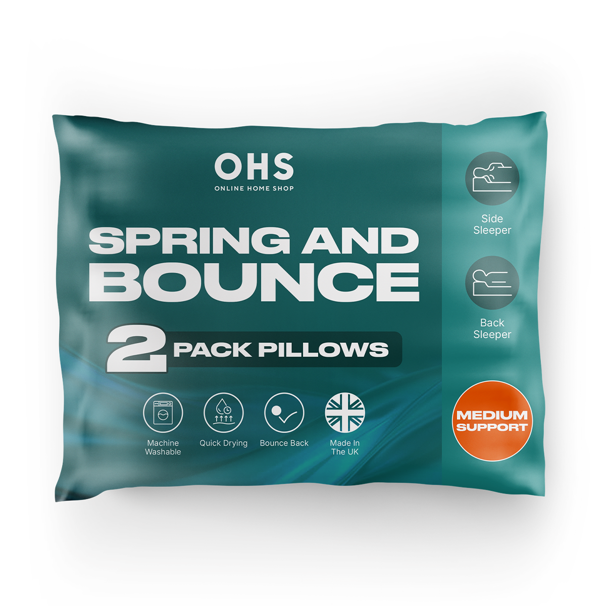 OHS Spring and Bounce Medium Support Pillows - 2 Pack>