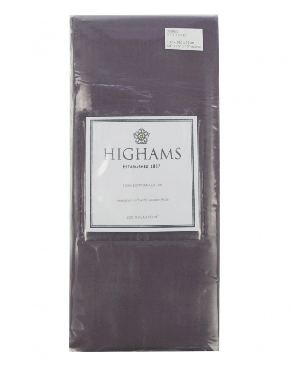 Highams 100% Egyptian Cotton Plain Dye Fitted Sheet - Vintage Mauve King Size>