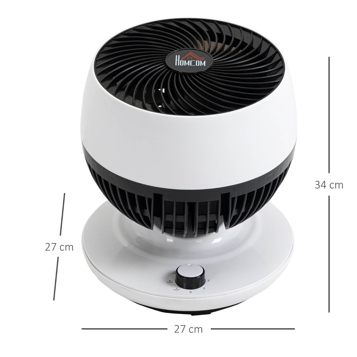 Homcom Oscillating Air Circulator Desk Fan - White>