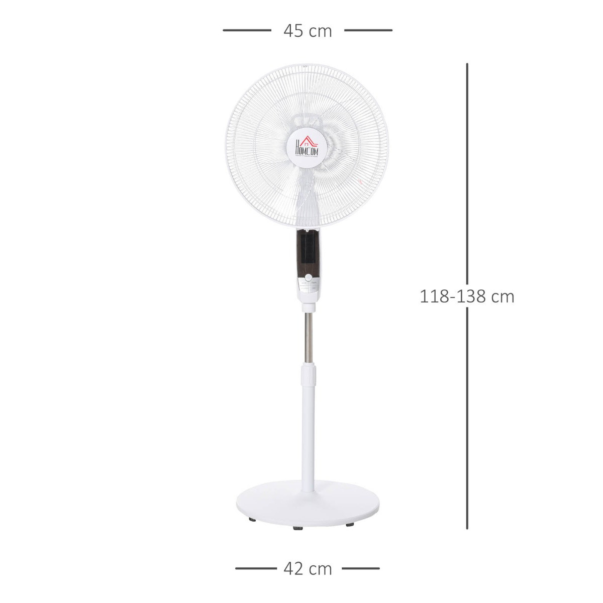 Homcom 54" LED Pedestal Fan - White>