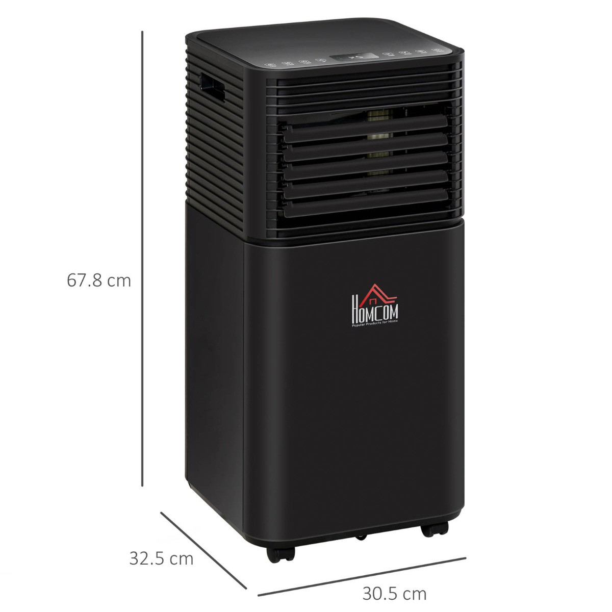 Homcom 4-In-1 Compact Portable LED Air Conditioner Unit - Black>