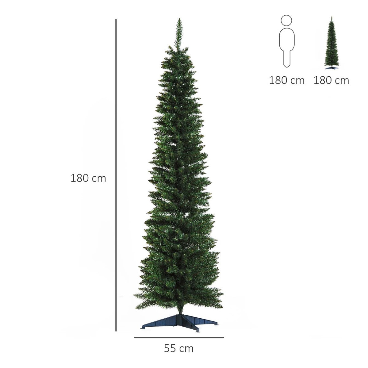 OHS Artificial Slim Christmas Tree, Green - 6ft>