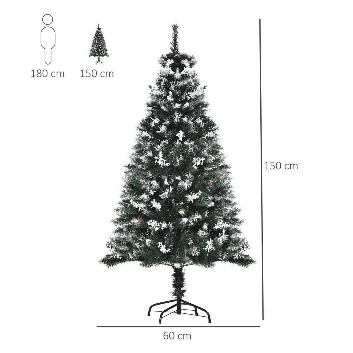 OHS Artificial Snow Dipped Christmas Tree, Dark Green - 5ft>