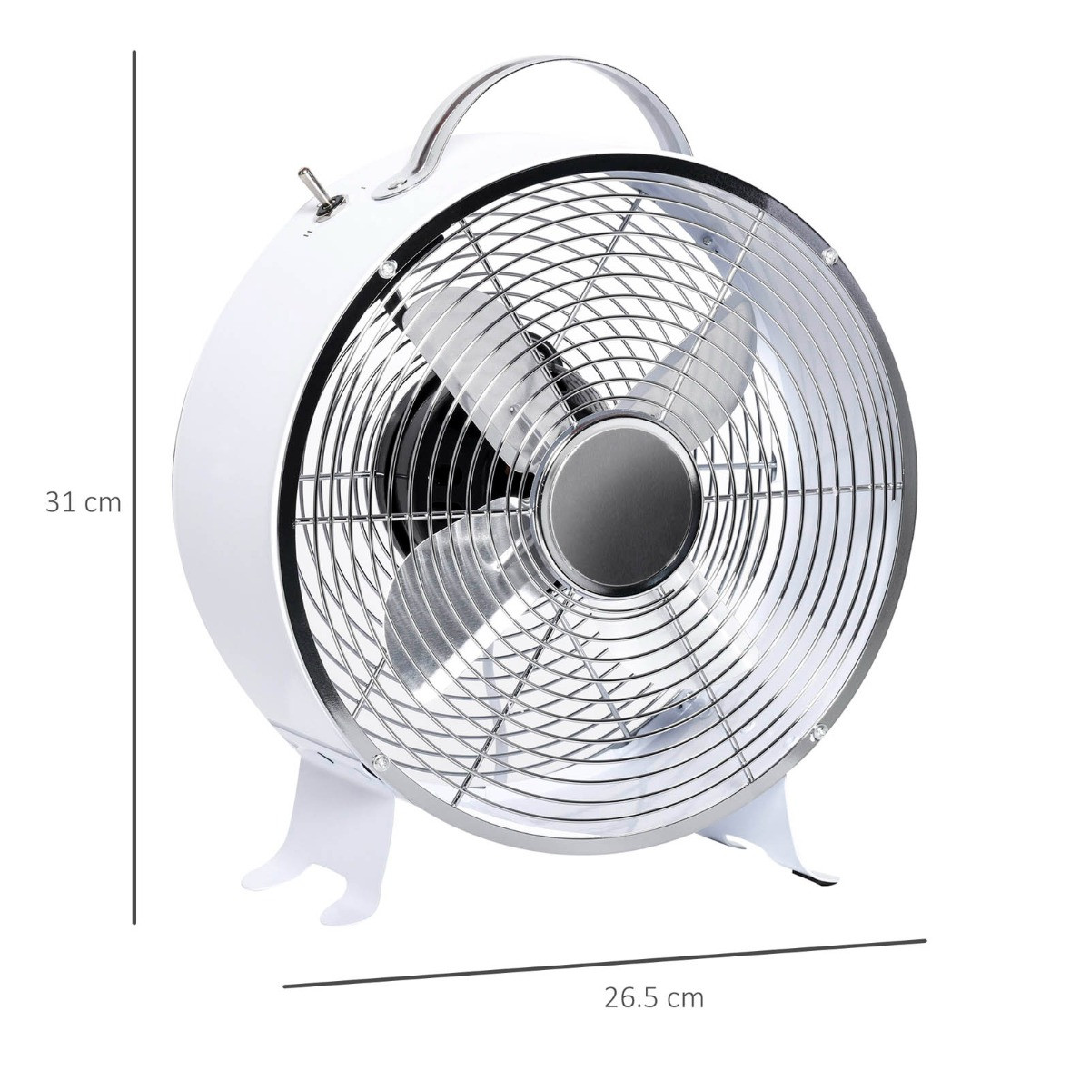 Homcom 26cm Metal Desk Fan - White>