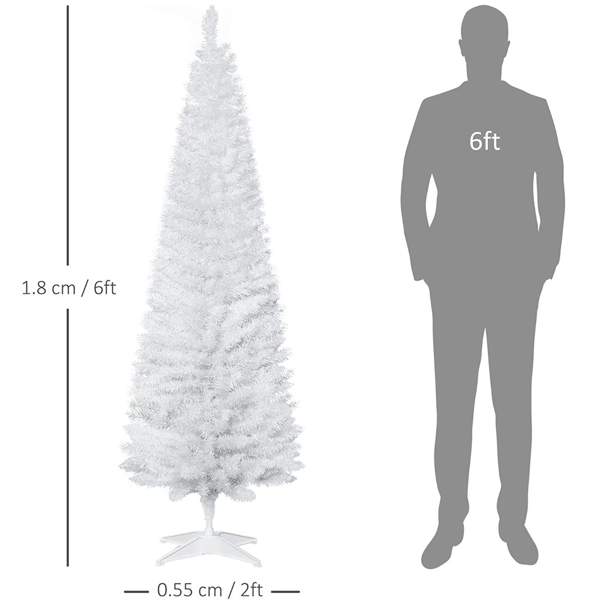 OHS Artificial Slim Christmas Tree, White - 6ft>