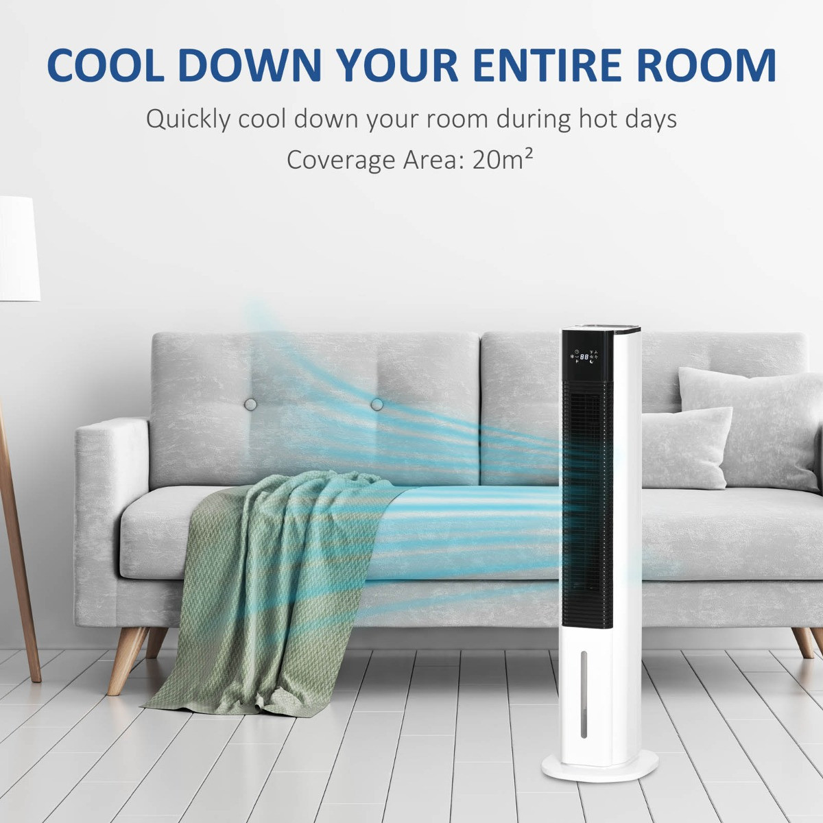 Homcom 42" 3-In-1 Portable  Air Cooler, Humidifier & Cooling Fan - White>