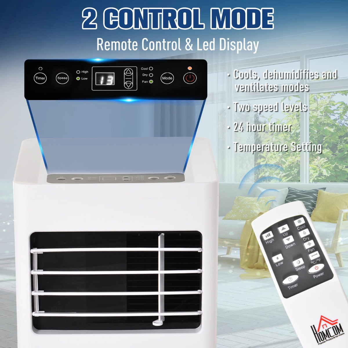 Homcom Portable Air Conditioner With Remote Control, White - 10,000 BTU>